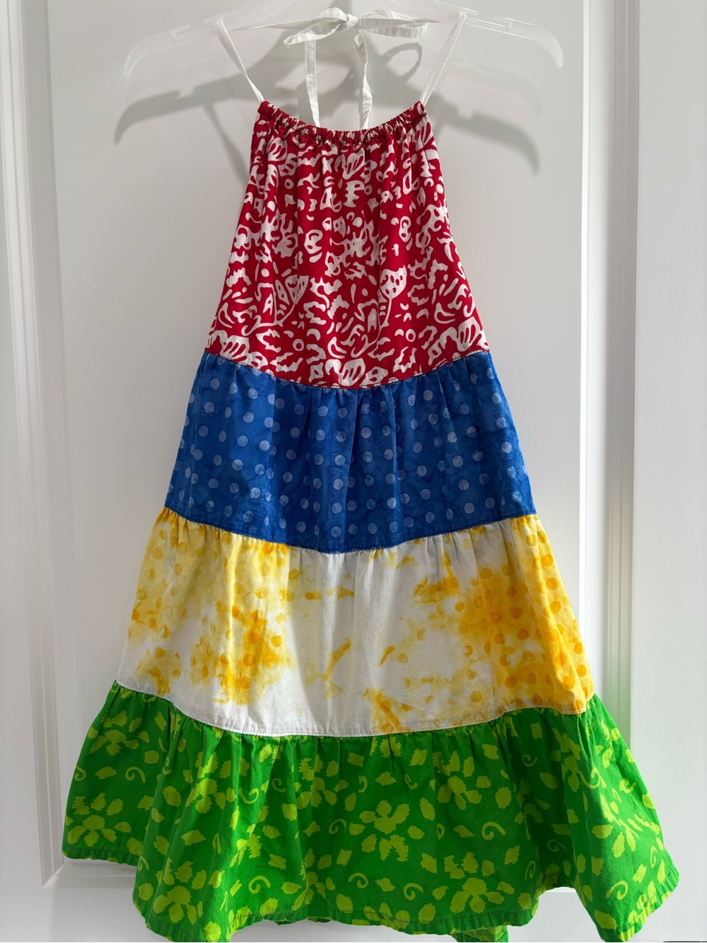 Color-Block Tiered Sundress for Kids - Red, Blue, Yellow & Green